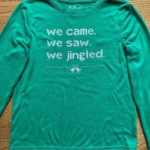Jammies for your Families Kids Size 10 green long sleeve shirt Christmas theme.